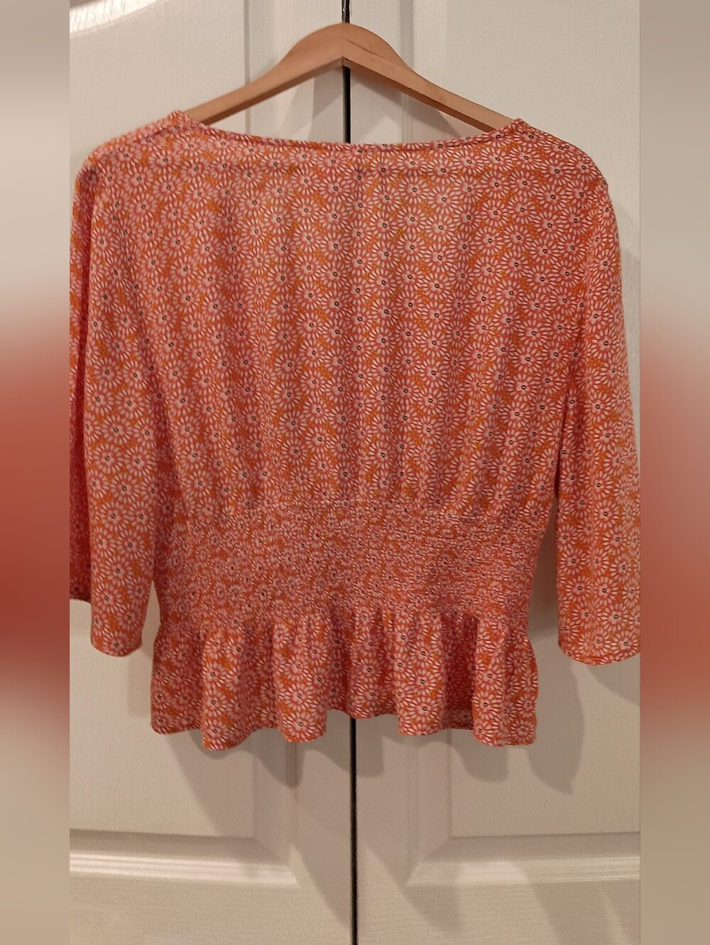 Self Esteem Coral Floral V-Neck Top - Picture 10 of 13